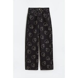 H&M Divided The Simpsons Lisa Simpson All Over Print Wide Leg Black Jeans 14